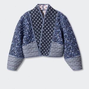 Mango Reversible Floral Quilted Jacket - Pink and White- size Medium.